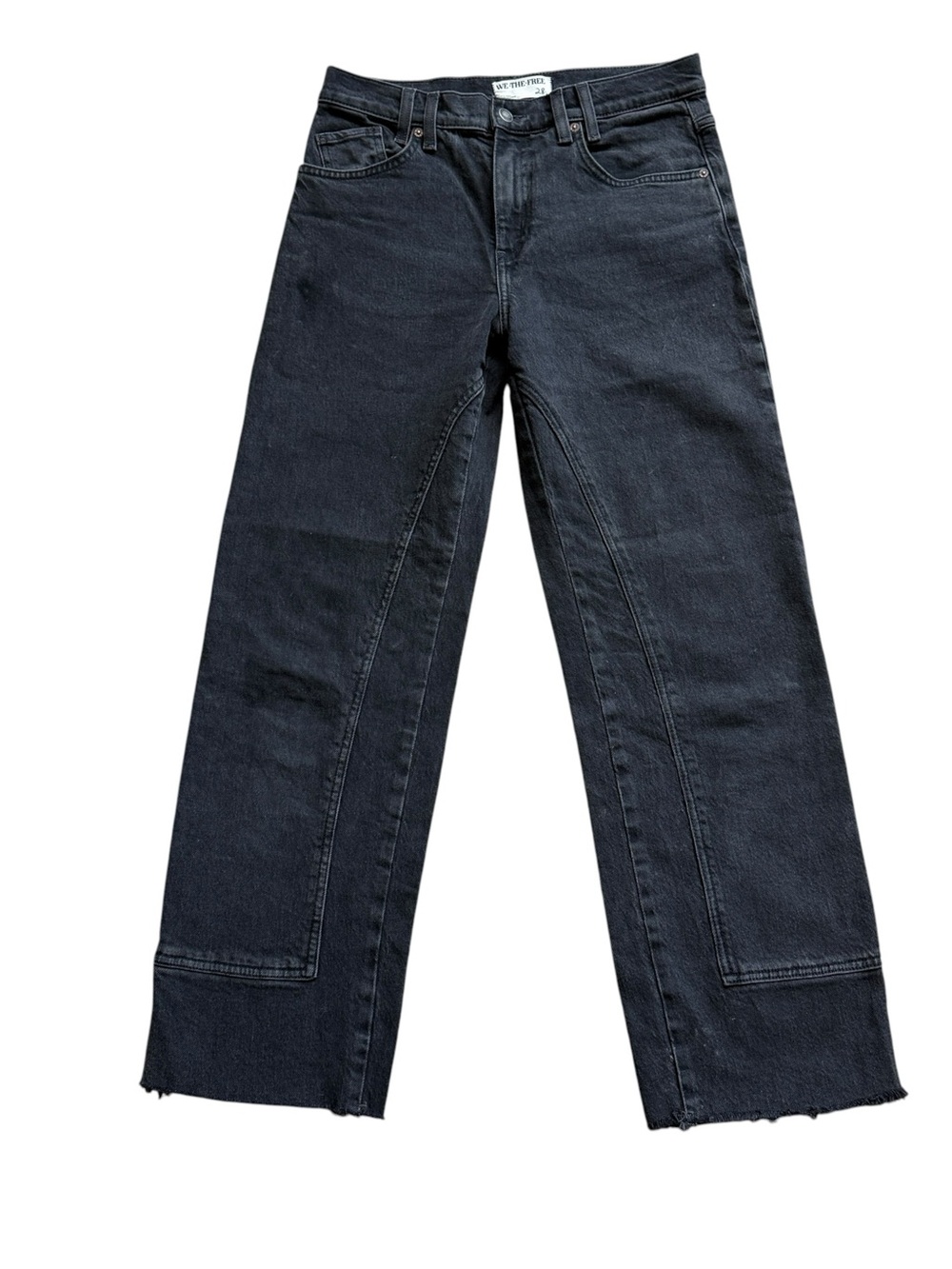 We The Free Risk Taker Jeans 28 Black High Rise Straight Utility Raw Hem